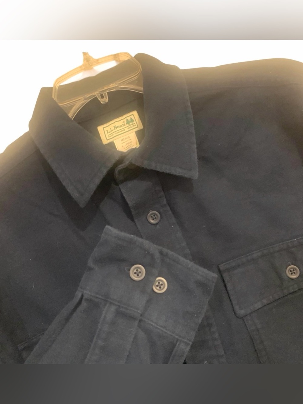 L.L.Bean Chamois Shirt Navy Blue Reg Traditional Fit Cotton Long Sleeve Men L